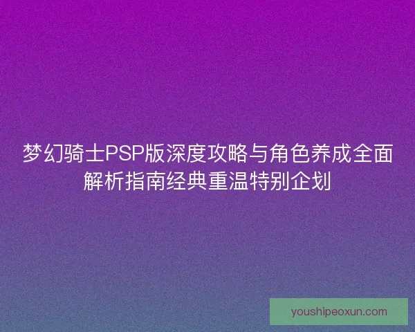 梦幻骑士PSP版深度攻略与角色养成全面解析指南经典重温特别企划