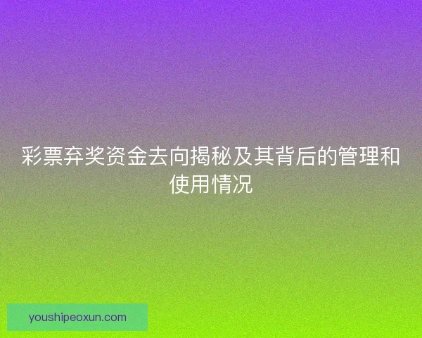 彩票弃奖资金去向揭秘及其背后的管理和使用情况