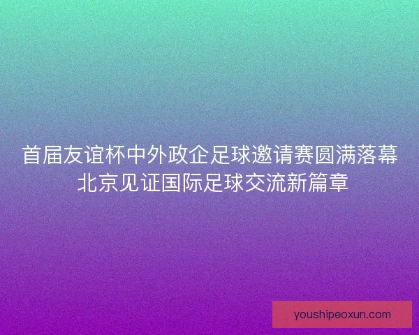 首届友谊杯中外政企足球邀请赛圆满落幕 北京见证国际足球交流新篇章