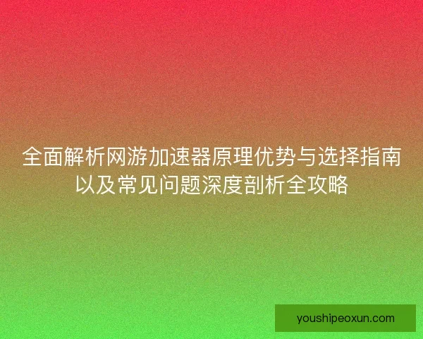 全面解析网游加速器原理优势与选择指南以及常见问题深度剖析全攻略
